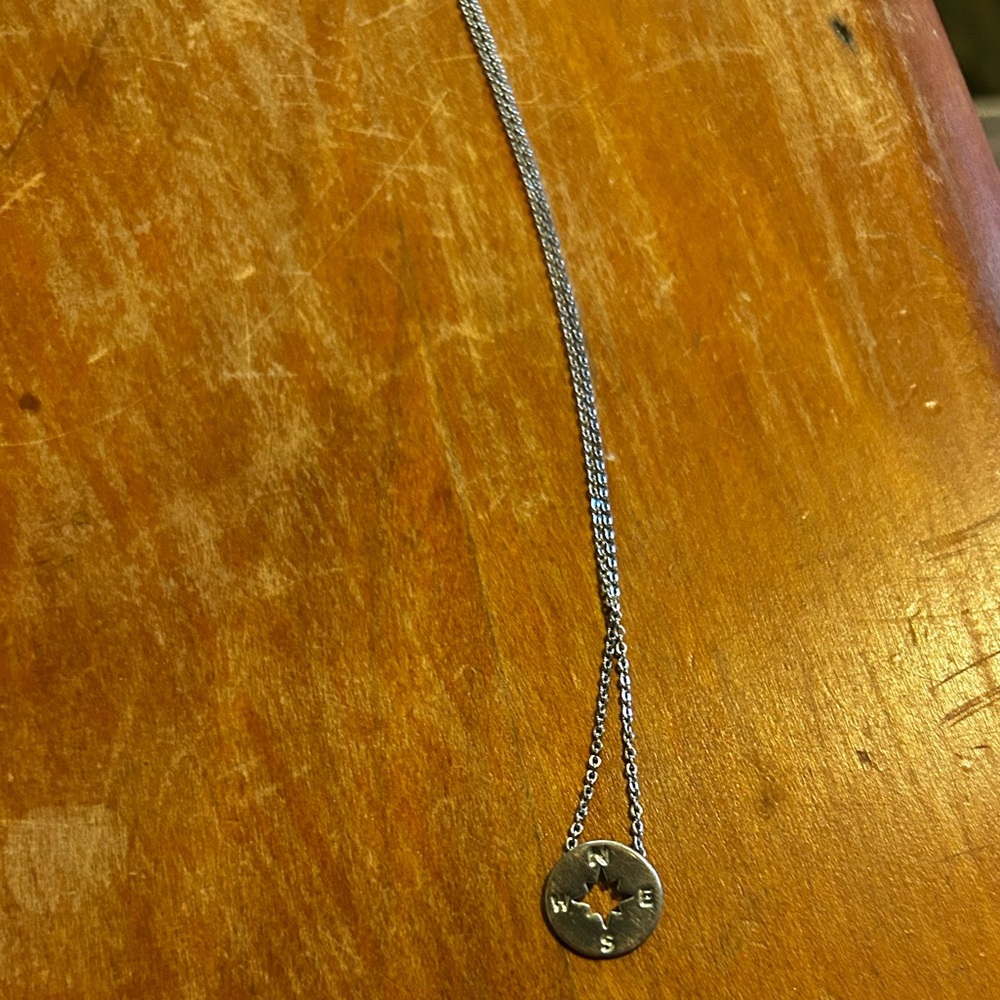 Silver Compass Pendant Necklace - Picture 6 of 11